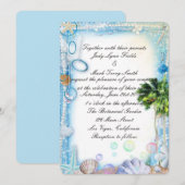 Tropical Beach Seashell bruiloft uitnodiging (Voorkant / Achterkant)