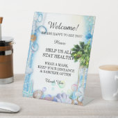 Tropical Beach Seashell Bruiloft Veiligheid Reclamebord Met Voetstuk (Insitu)