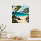 Tropical Beach Seaside Poster Print (Keuken)