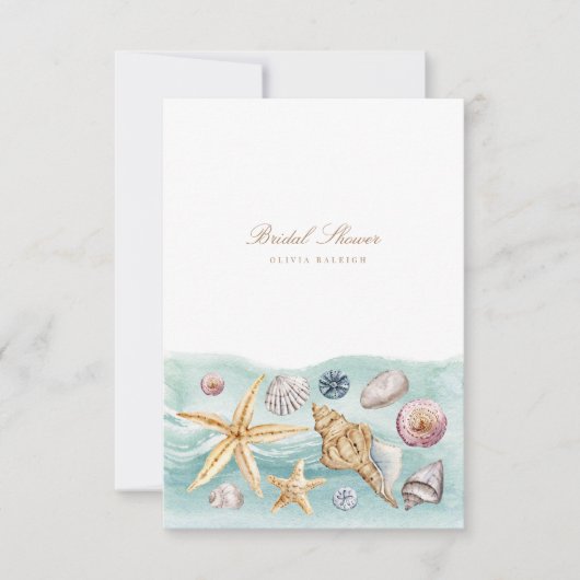 Tropical Beach Shell bruids douche uitnodiging (Voorkant)