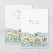 Tropical Beach Shell bruids douche uitnodiging (Voorkant / Achterkant)