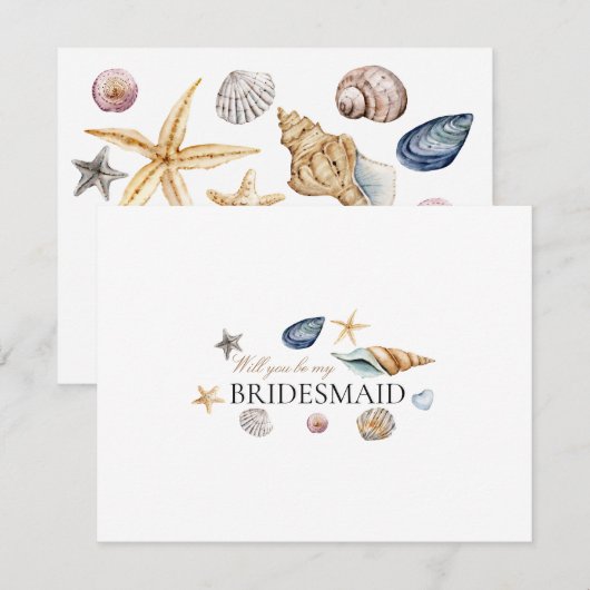 Tropical Beach Shell bruidsmeisje voorstel Kaart (Voorkant / Achterkant)