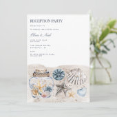 Tropical Beach Shell Receptie Uitnodiging Kaart (Staand voorkant)