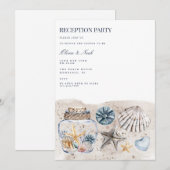 Tropical Beach Shell Receptie Uitnodiging Kaart (Voorkant / Achterkant)
