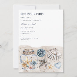 Tropical Beach Shell Receptie Uitnodiging Kaart
