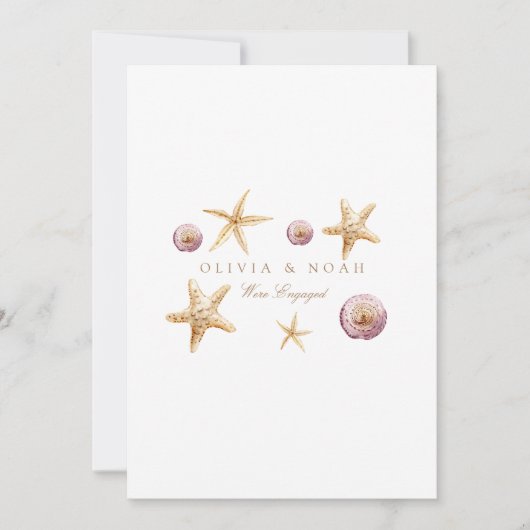 Tropical Beach Shell Verloving Aankondiging Kaart (Voorkant)