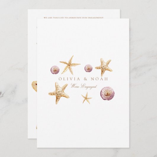 Tropical Beach Shell Verloving Aankondiging Kaart (Voorkant / Achterkant)