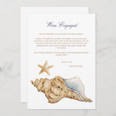 Tropical Beach Shell Verloving Aankondiging Kaart (Voorkant / Achterkant)
