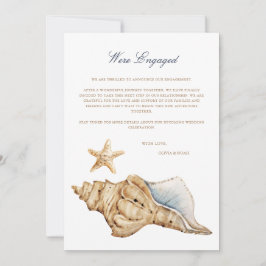 Tropical Beach Shell Verloving Aankondiging Kaart