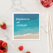Tropical Beach Shore Turquoise Ocean Bruiloft Servet (Insitu)