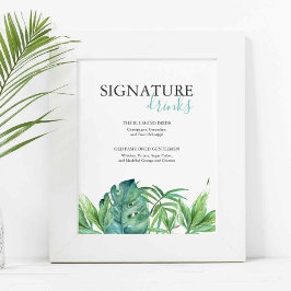 Tropical Beach Signature Drinken Trouwbord Poster