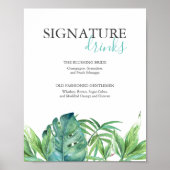 Tropical Beach Signature Drinken Trouwbord Poster (Voorkant)
