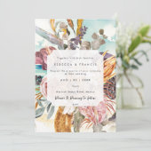 Tropical Beach sinaasappel Bloemen Bruiloft uitnod Kaart (Staand voorkant)