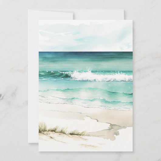 Tropical Beach sinaasappel Bloemen Bruiloft uitnod Kaart (Achterkant)