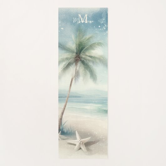 Tropical Beach Star Palm Zen Naam Monogram Yogamat (Voorkant)