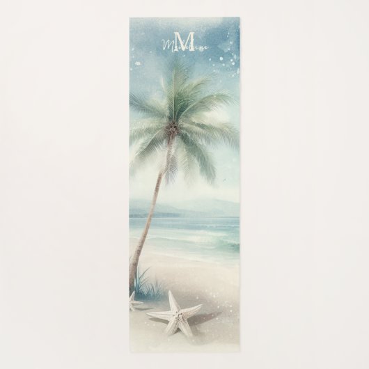 Tropical Beach Star Palm Zen Naam Monogram Yogamat (Achterkant)