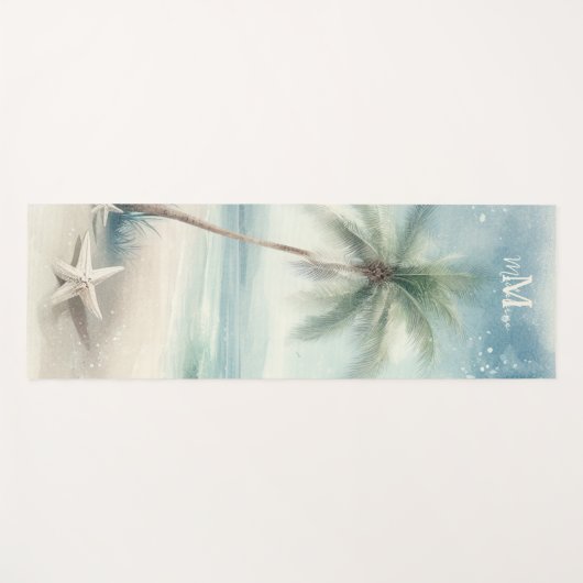 Tropical Beach Star Palm Zen Naam Monogram Yogamat (Voorkant (horizontaal))