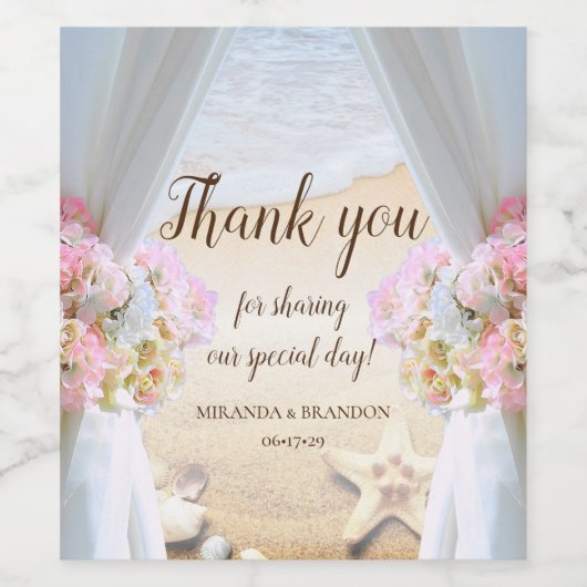 Tropical Beach Starfish bruiloft dank u Wijn Etiket (Enkel label)