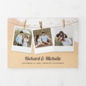 Tropical Beach String Lights Alles in één bruiloft Drieluik Uitnodiging (Cover)