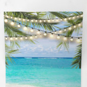 Tropical Beach String Lights Alles in één bruiloft Drieluik Uitnodiging (Binnenzijde eerst)