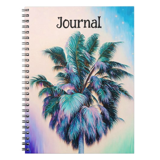 Tropical Beach Style Palm Tree Art Journal Spiral Notitieboek (Voorkant)