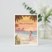 Tropical Beach Sunset Destination Wedding Postcard Briefkaart (Staand voorkant)