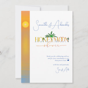 Tropical Beach Sunset Honeymoon Fund Couple Shower Bedankkaart