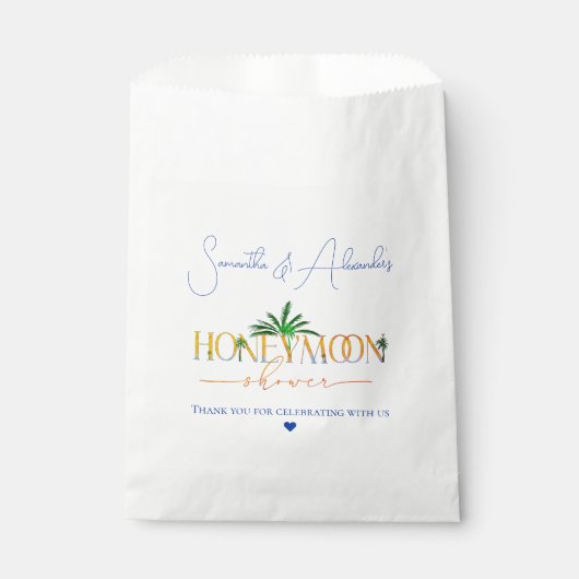 Tropical Beach Sunset Honeymoon Fund Couple Shower Bedankzakje (Voorkant)