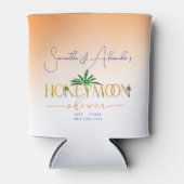 Tropical Beach Sunset Honeymoon Fund Couple Shower Blikjeskoeler (Voorkant)