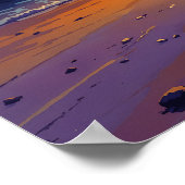 Tropical Beach Sunset - Illustratie Stijl Kunst Poster (Hoek)