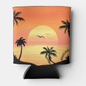 Tropical Beach Sunset Palm Tree Silhouette Art Blikjeskoeler (Voorkant)