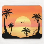 Tropical Beach Sunset Palm Tree Silhouette Art Muismat (Voorkant)