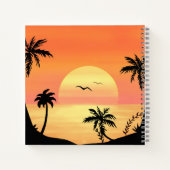 Tropical Beach Sunset Palm Tree Silhouette Art Notitieboek (Achterkant)