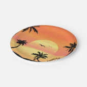 Tropical Beach Sunset Palm Tree Silhouette Art Papieren Bordje (Gekanteld)