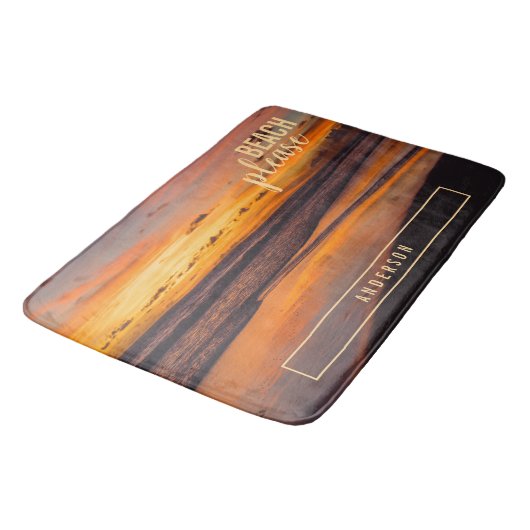 Tropical Beach Sunset Sinaasappel geel Badmat (Gekanteld)