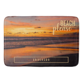 Tropical Beach Sunset Sinaasappel geel Badmat
