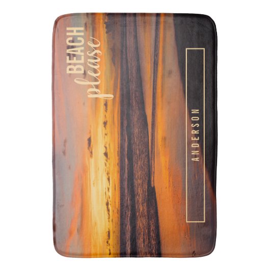 Tropical Beach Sunset Sinaasappel geel Badmat (Voorkant Verticaal)