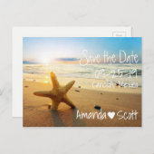 Tropical Beach Sunset Starfish Bewaar de datum Aankondigingskaart (Voorkant / Achterkant)