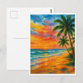 Tropical Beach Sunset Waterverf Briefkaart (Voorkant / Achterkant)