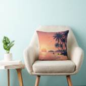 Tropical Beach Sunset with Palm Trees Throw Pillow Kussen (Stoel)