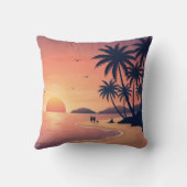 Tropical Beach Sunset with Palm Trees Throw Pillow Kussen (Achterkant)