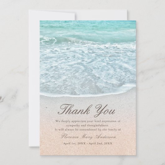 Tropical Beach Sympathy Memorial bedankkaart Kaart (Voorkant)