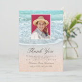 Tropical Beach Sympathy Memorial Dank u Foto Kaart (Staand voorkant)