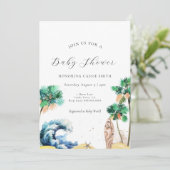 Tropical Beach Theme Baby shower Invitation Unisex Kaart (Staand voorkant)