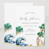 Tropical Beach Theme Baby shower Invitation Unisex Kaart (Voorkant / Achterkant)