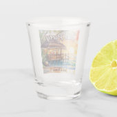 Tropical Beach Tiki Bar Trouwdouche Shot Glas (Achterkant)