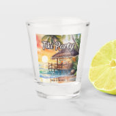Tropical Beach Tiki Bar Trouwdouche Shot Glas (Voorkant)