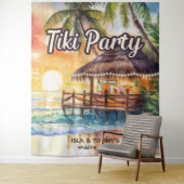 Tropical Beach Tiki Bar Trouwdouche Wandkleed (In situ)