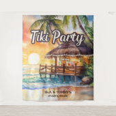 Tropical Beach Tiki Bar Trouwdouche Wandkleed (Voorkant)