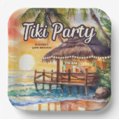 Tropical Beach Tiki Feest Verjaardag Papieren Bordje (Voorkant)